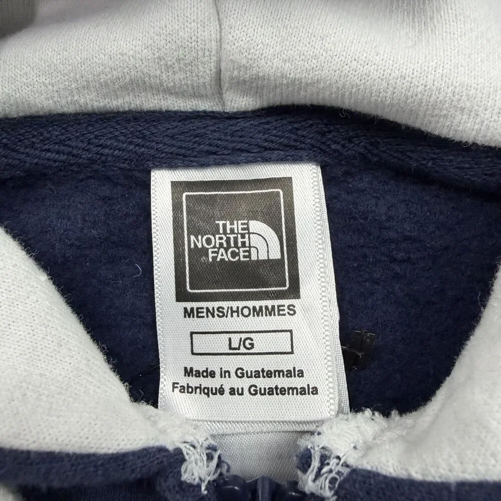 The North Face Hoodie Mens Large Blue Full Zip Graphic Logo Fleece Sweatshirt